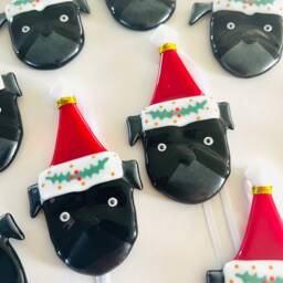 Fused Glass Pug Dog Christmas Decoration - Ornament, Dog Decoration, Santa Hat Cornish - thumbnail 3