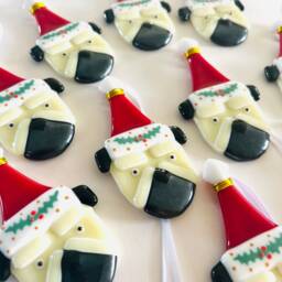 Fused Glass Pug Dog Christmas Decoration - Ornament, Dog Decoration, Santa Hat Cornish - thumbnail 2