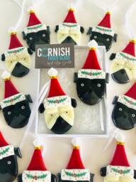 Fused Glass Pug Dog Christmas Decoration - Ornament, Dog Decoration, Santa Hat Cornish