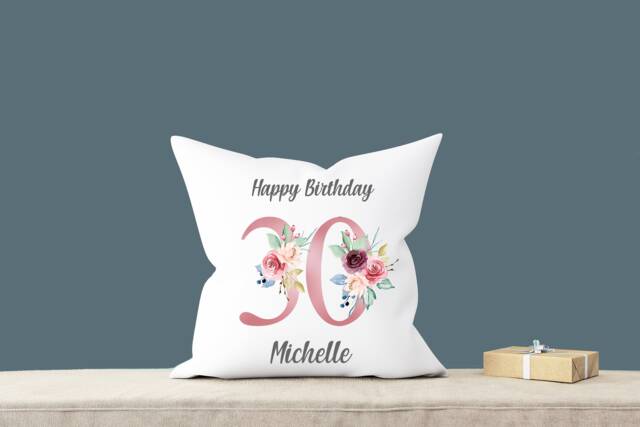 Personalised Age Name Cushion , 18Th 21st 30Th 40Th 50Th 60Th 70Th 80Th 90Th 100Th Girls Mum Nanny Nana Grandma Nanna Nannie Birthday Gift - image 1
