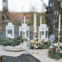 Pastel Dinner Candles With Golden Polka Dots, Wedding Table Decoration - thumbnail 2