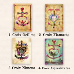 The Poster Of The Croix Camargue With Hyper-Colored Eyelets - Perfect For A Guardian Chic Style Verdine Roulotte Spirit - thumbnail 1