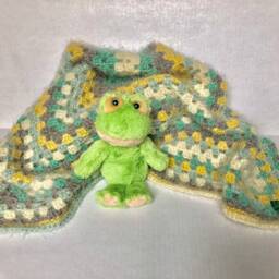 Fuzzy Green Yellow & Grey Baby Blanket - thumbnail 2