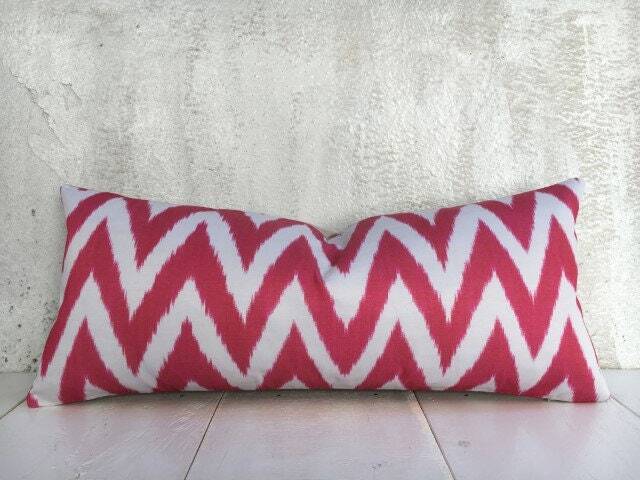 Silk Ikat Lumbar Pillow Cover, Handwoven Accent - 10x24 - image 1