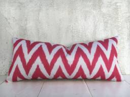 Silk Ikat Lumbar Pillow Cover, Handwoven Accent - 10x24