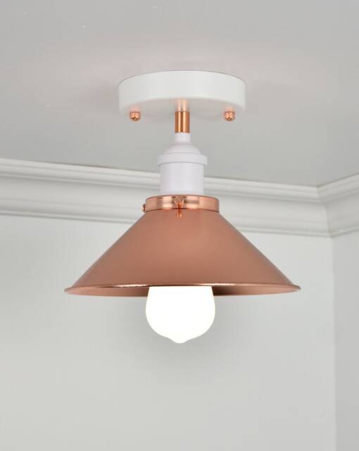 Custom Flush Mount Design Your Own Shade Light Led Mix & Match -Industrial Modern Metal Cone Dome Shades Nickle, Black, Copper, Antique - image 1