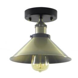 Custom Flush Mount Design Your Own Shade Light Led Mix & Match -Industrial Modern Metal Cone Dome Shades Nickle, Black, Copper, Antique - thumbnail 3