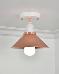 Custom Flush Mount Design Your Own Shade Light Led Mix & Match -Industrial Modern Metal Cone Dome Shades Nickle, Black, Copper, Antique