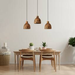 Wood Pendant Light, Dining Room Light Fixture, Natural Chandelier, Flush Mount Rustic Decor - thumbnail 3