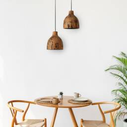 Wood Pendant Light, Dining Room Light Fixture, Natural Chandelier, Flush Mount Rustic Decor - thumbnail 2