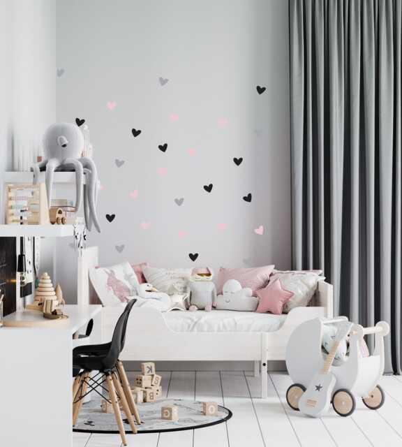 Heart Wall Decals - European Matte Vinyl Stickers, Nursery Decor - image 1