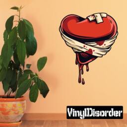 Bandaged Heart Wall Decal - Fabric Vinyl Removable & Reusable Heartuscolor011Et