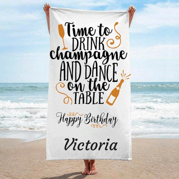 Custom Happy Birthday Gift, Personalized Beach Towel, Gift For Best Friend, Soul Sisters Sister - image 1
