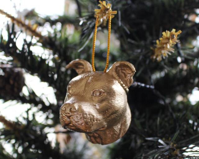 staffordshire Bull Terrier Christmas Ornament Festive Dog Head Tree Decoration - image 1