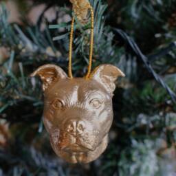 staffordshire Bull Terrier Christmas Ornament Festive Dog Head Tree Decoration - thumbnail 3