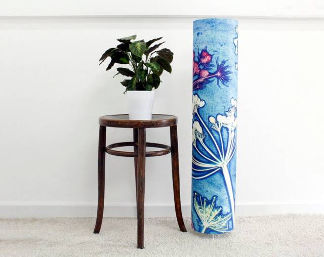 Handmade Floral Botanical 1 Meter Tall Floor Lamp, Aqua Cow Parsley Design, Compliments Home Interiors, Perfect D??cor - image 1