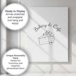 Minimalist Bakery Cake Slice Line Art Illustration Canvas Wall Print Decor Picture Ready To Hang - thumbnail 3