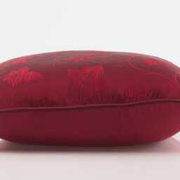 Red Silk Throw Pillow Embossed Floral Designer Pillow, 20x20 - thumbnail 3