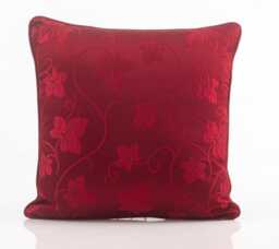 Red Silk Throw Pillow Embossed Floral Designer Pillow, 20x20