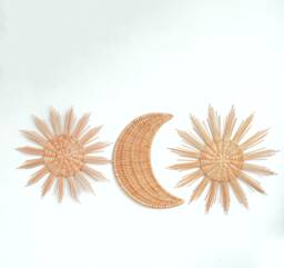 Wicker Sun & Moon Nursery Wall Decor Set