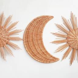 Wicker Sun & Moon Nursery Wall Decor Set - thumbnail 4