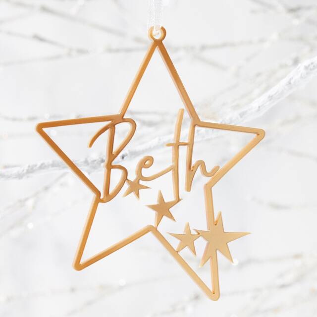 Personalized Star Christmas Ornament - Metallic Glitter Bauble - image 1