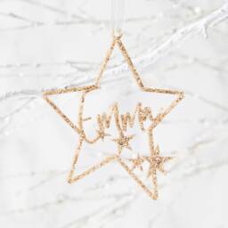 Personalized Star Christmas Ornament - Metallic Glitter Bauble - thumbnail 2