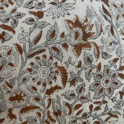 Authentic Boho Floral Indian Hand Block Stamped Linen Print Pillow Cover Brown Caramel Grey Available in Multiple Sizes Scandinavian - thumbnail 2