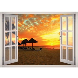 Caribbean Beach Sunset Window 3D Wall Decal Art Removable Wallpaper Mural Sticker Vinyl Home Decor - thumbnail 2