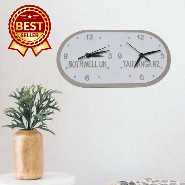Personalized Two Time Zone Clock Family & Friends Acrylic Wall Decor - image 1