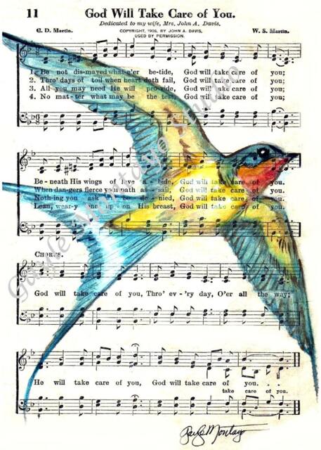 Barn Swallow Art Print, Spiritual Song Sheet Music - Digital Download - image 1
