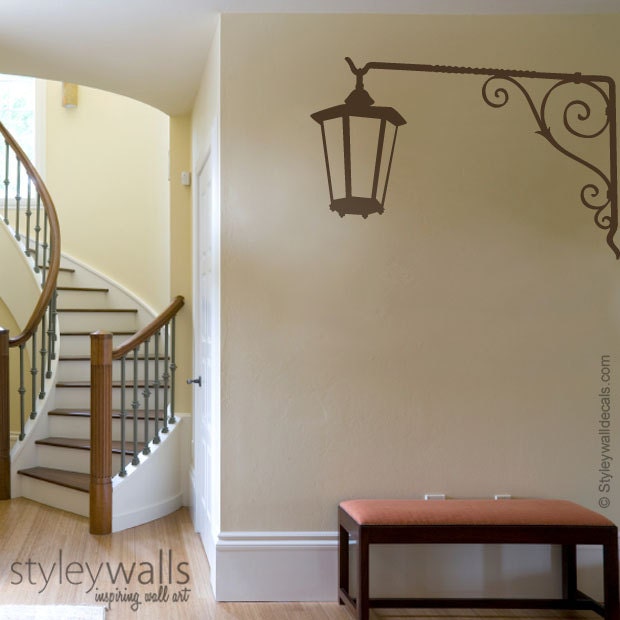 Street Lamp Wall Decal, Corner Sticker, Vinyl Hallway Entrance Decor, Home Decal - image 1
