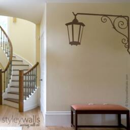 Street Lamp Wall Decal, Corner Sticker, Vinyl Hallway Entrance Decor, Home Decal - thumbnail 1