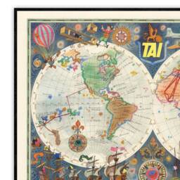 Tai Advertising Map Of The World By Noted French Artist Luc-Marie Bayle - thumbnail 3