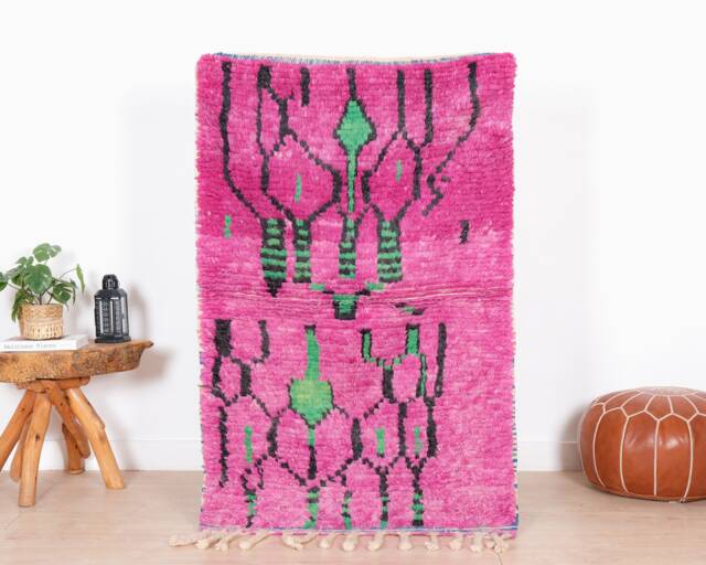 Purple Boujaad Rug, Authentic Moroccan Rug 3x5 Ft, Handmade Berber Carpet, Genuine Wool Rug, Area Tapis Berbere, Teppich - image 1