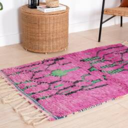 Purple Boujaad Rug, Authentic Moroccan Rug 3x5 Ft, Handmade Berber Carpet, Genuine Wool Rug, Area Tapis Berbere, Teppich - thumbnail 3