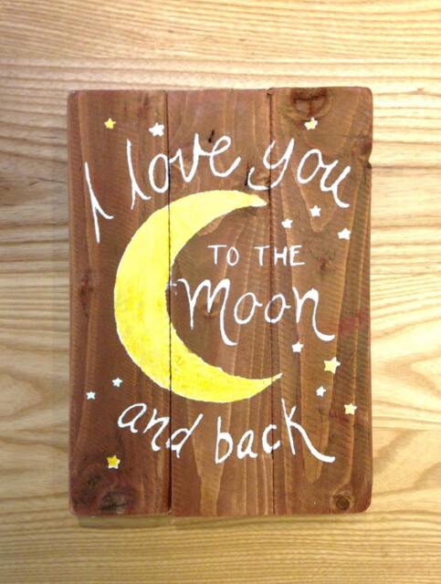 "Reclaimed Wood Wall Art - ""I Love You To The Moon & Back"