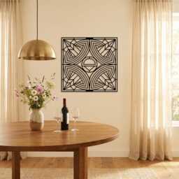 Art Deco Geometric Metal Wall Art, Ornamental Square Pattern Home Decor, Modern Abstract Sculpture, Living Room Sign, Luxury Gift - thumbnail 4