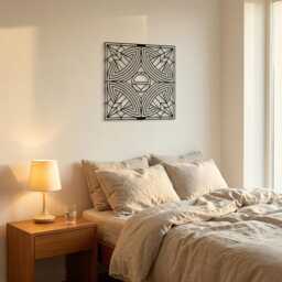Art Deco Geometric Metal Wall Art, Ornamental Square Pattern Home Decor, Modern Abstract Sculpture, Living Room Sign, Luxury Gift - thumbnail 3