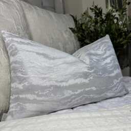 "Silver Marble Cushion Cover 12""x20"