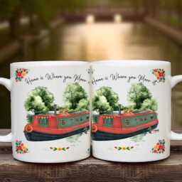 Gifts For Narrowboat Owners - Canal Barge Decor Personalised Customised Cushion, Bag, Mugs, Pennant Choose Colour & Boat Name - thumbnail 3
