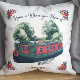 Gifts For Narrowboat Owners - Canal Barge Decor Personalised Customised Cushion, Bag, Mugs, Pennant Choose Colour & Boat Name - thumbnail 4