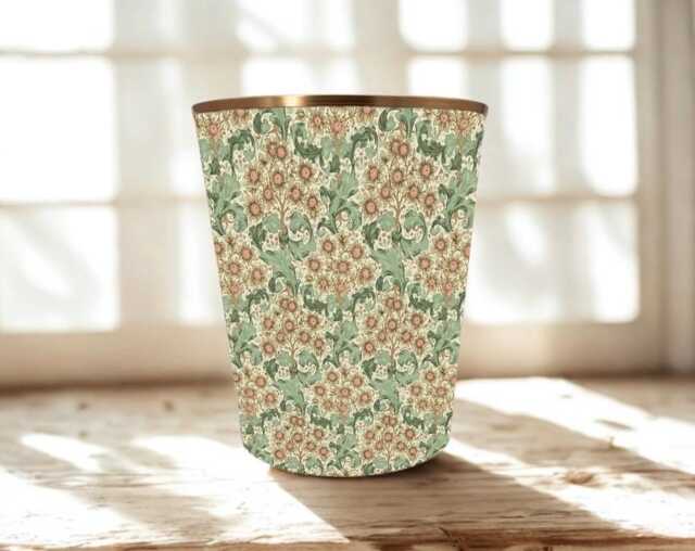 William Morris Waste Paper Bin, Fabric Desk Handmade Basket, Decorative Home Office Bin - Orchid Buttercup - image 1