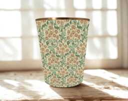 William Morris Waste Paper Bin, Fabric Desk Handmade Basket, Decorative Home Office Bin - Orchid Buttercup