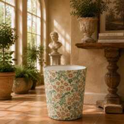 William Morris Orchid Buttercup Waste Paper Bin - Handmade Fabric Basket For Bedroom, Study Or Home Office - thumbnail 2