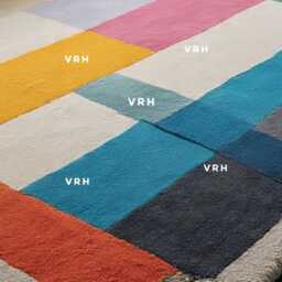 Hand Tufted Wool Area Rug - Modern Patchwork Design - thumbnail 2