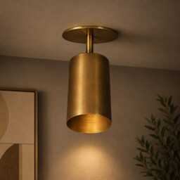 Brass Adjustable Spotlight Ceiling Light, Modern Cylindrical Swivel Spot Lamp, Minimalist Industrial Wall Mount, Dimmable Task Lighting - thumbnail 3