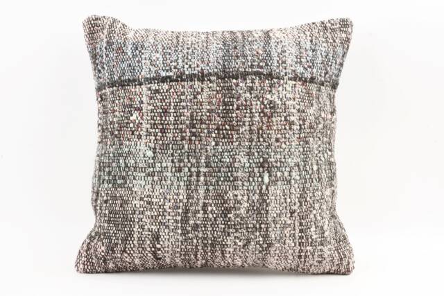 Vintage Turkish Kilim Pillow Cover 18''x18'' Handwoven Wool - image 1