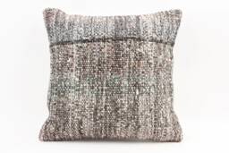 Vintage Turkish Kilim Pillow Cover 18''x18'' Handwoven Wool - thumbnail 1