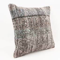Vintage Turkish Kilim Pillow Cover 18''x18'' Handwoven Wool - thumbnail 3